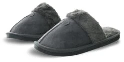 No Doubt Grey Slip On Fur Suede Slipper