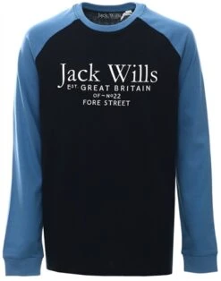 Jack Wills Navy Blazer Junior Raglan Long Sleeve T-Shirt