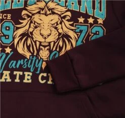 Brave Soul Wine Chest Print Drawstring Detail Over Head Hoody -Jack & Jones Store 26938 2