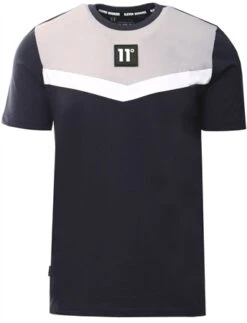 11 Degrees Navy / Vapour Grey / White Cut And Sew Short Sleeve T-Shirt