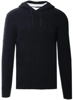 Threadbare Navy Twist Mock T-Shirt Knitted Hoodie