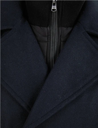 Tokyo Laundry Navy Indus Wool Look Tailored With Quilted Mock Coat 3 Tokyo Laundry Navy Indus Wool Look Tailored With Quilted Mock Coat - Image 3