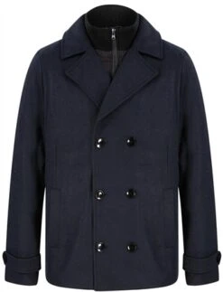 Tokyo Laundry Navy Indus Wool Look Tailored With Quilted Mock Coat