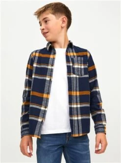 Jack & Jones Navy Rowen Junior Check Comfort Shirt -Jack & Jones Store 27032 3
