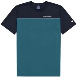 Champion Navy / Teal Colour Block Cotton T-Shirt