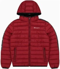 Champion Oxblood Hooded Jacquard Tape Padded Jacket