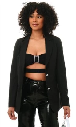 Vila Black Kammas Loose Fit Blazer