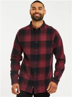 Threadbare Dark Cherry Check Long Sleeve Cortona Shirt -Jack & Jones Store 27135 3