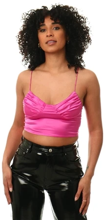 Neon & Nylon Pink / Pink Yarrow Aria Sleeveless Strap Cropped Corset Top