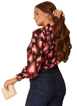 Girl In Mind Navy Leopard Hayley High Neck Top -Jack & Jones Store 27173 3