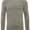 Lyle & Scott Khaki Smoke Cotton Merino Crew Neck Jumper