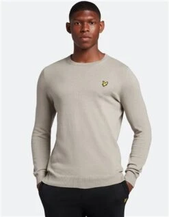 Lyle & Scott Khaki Smoke Cotton Merino Crew Neck Jumper -Jack & Jones Store 27184 3