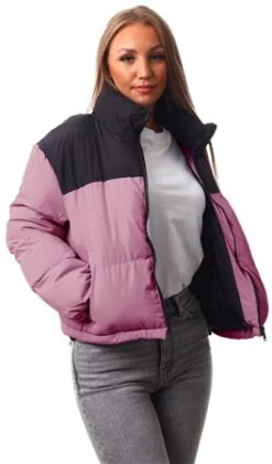 Brave Soul Mesa Rose/Black Colour Block Puffer Jacket -Jack & Jones Store 27186 2