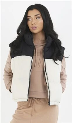 Brave Soul Stone/Black Contrast Colour Block High Neck Gilet -Jack & Jones Store 27187 2