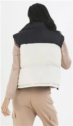 Brave Soul Stone/Black Contrast Colour Block High Neck Gilet -Jack & Jones Store 27187 3