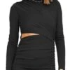 Only Black / Black Fox Ruching Long Sleeved Dress