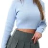 Glamorous Morning Blue Knit Crop Jumper