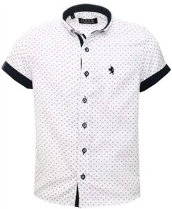 Alex & Turner White / Red / Navy Junior Pattern Shirt