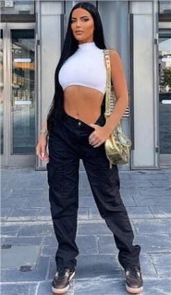 Parisian Black Multi Pocket Wide Leg Cargo Trousers -Jack & Jones Store 27435 3