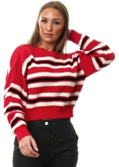 Urban Bliss Red Stripe Crop Jumper