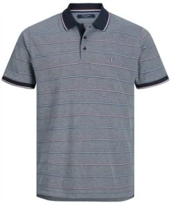 Jack & Jones Seaborne / Grey Regular Fit Striped Polo Shirt