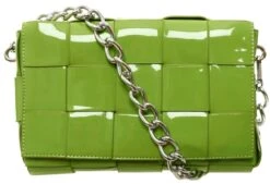 Public Desire Green The Mayan Weave Silver Chain Detail Shoulder Bag