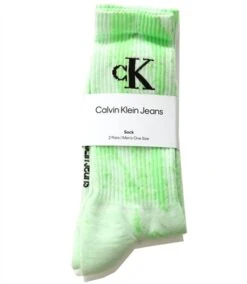 Calvin Klein Lime / White 2 Pack Logo Crew Socks -Jack & Jones Store 27462 3