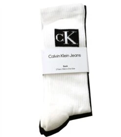 Calvin Klein White / Black 2 Pack Logo Crew Socks -Jack & Jones Store 27463 3