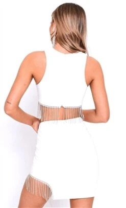 Saint Genies White Diamante Fringe Asymmetric Mini Skirt -Jack & Jones Store 27519 3