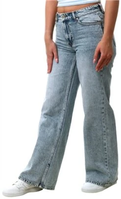 Only Aqua/Light Blue Bleached Denim Chris Reg Low Wide Dnm Mas412