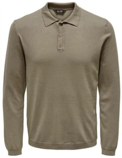 Only & Sons Grey / Chinchilla Knitted Polo Pullover
