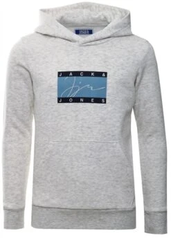 Jack & Jones White Melange Junior Josh Sweat Hood