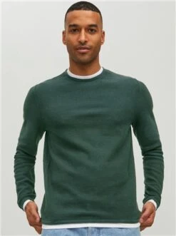 Jack & Jones Trekking Green / Green Winn Knit Crew Neck Pullover -Jack & Jones Store 27597 3
