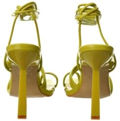 No Doubt Lime Pu Square Toe Strappy Lace Up Heels -Jack & Jones Store 27600 2