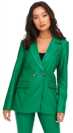 Only Aqua / Lush Meadow Papaya Faux Leather Blazer