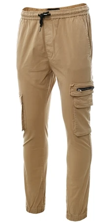 Brave Soul Stone Zip Pocket Detail Slim Fit Cuffed Cargo Pants