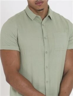 Brave Soul Mint Seersucker Pattern Short Sleeve Button Shirt -Jack & Jones Store 27756 2