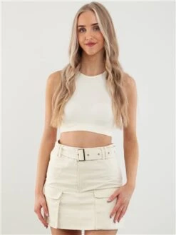 Saint Genies Cream Sybil Cargo Skirt