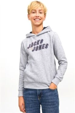 Jack & Jones Grey / Light Grey Melange Junior Friday Sweat Hoodie -Jack & Jones Store 27816 3