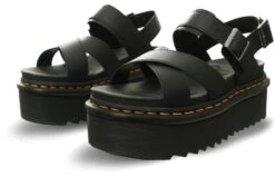 Dr. Martens Dr Martens Black Hydro Voss Ii Quad Leather Strap Platform Sandals