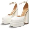 Truffle White Platform Pu High Heels