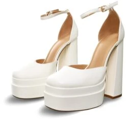 Truffle White Platform Pu High Heels