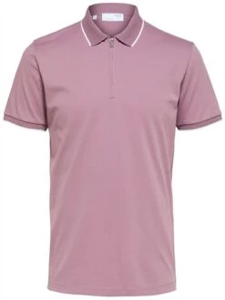 Selected Wistful Mauve Zipped Polo Shirt