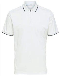 Selected Cloud Dancer Zipped Polo Shirt