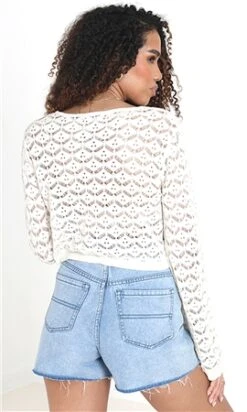 Brave Soul White Knit Tie Front Detail Cardigan -Jack & Jones Store 27875 3