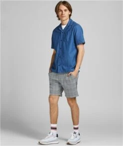 Jack & Jones Blue Indigo Connor Check Chino Shorts -Jack & Jones Store 27882 2
