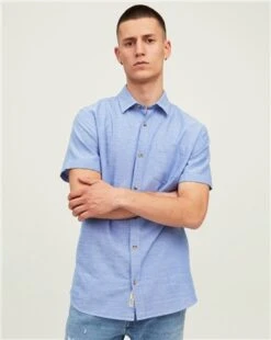Jack & Jones Ensign Blue Abel Comfort Fit Shirt Collar Shirt -Jack & Jones Store 27886 3