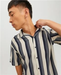 Jack & Jones Moonbeam Chain Striped Resort Short Sleeved Shirt -Jack & Jones Store 27887 3