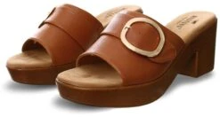 Mustang Cognac Tan Mule Heels