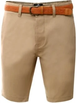 Threadbare Stone Belted Chino Shorts